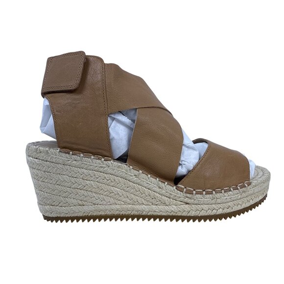 Eileen Fisher Women's Willow Tumbled Tan Leather Wedge Espadrille Sandal 8 - Picture 2 of 10